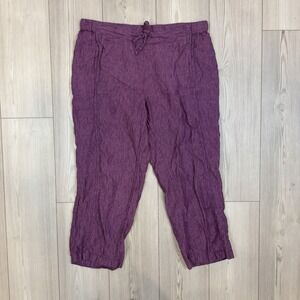 Coldwater Creek Deep Plum Cropped Linen-Blend Pants